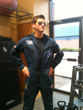 Having fun with your clients is an important part of your Personal Trainer Marketing. A goofy picture from my Iphone of Adam dressing up as Tom Cruise for a recent client birthday.